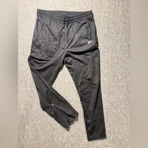 Reebok Black Athletic Jogger Track Pants Mens L ankle zip lightweight training